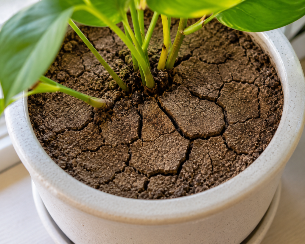 Dry soil showing plant needs water