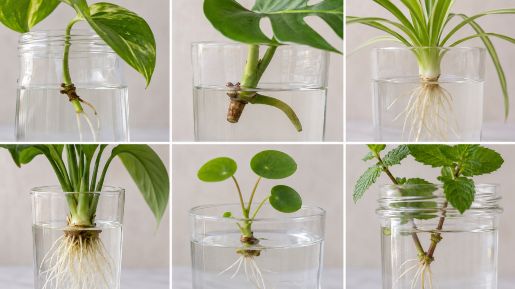 Plant parts placed in water.