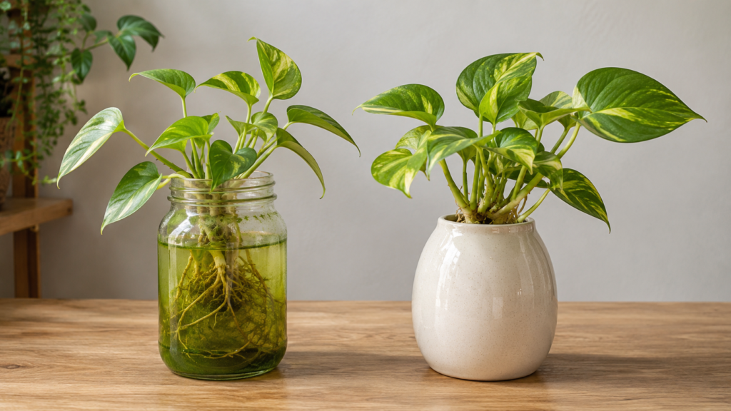 Algae in plant jars.