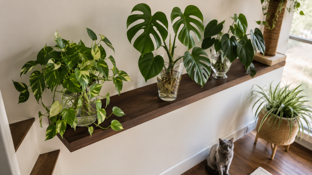 Pet-safe water plant placement.