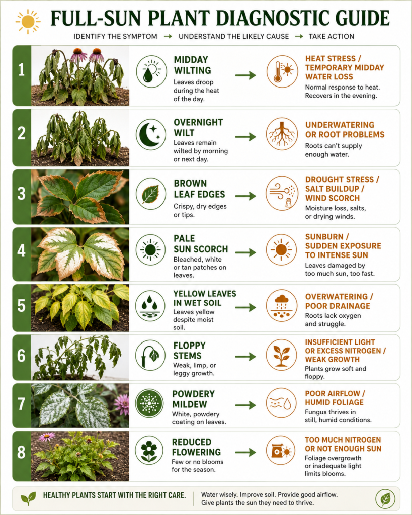 Common problems with outdoor plants for full sun.