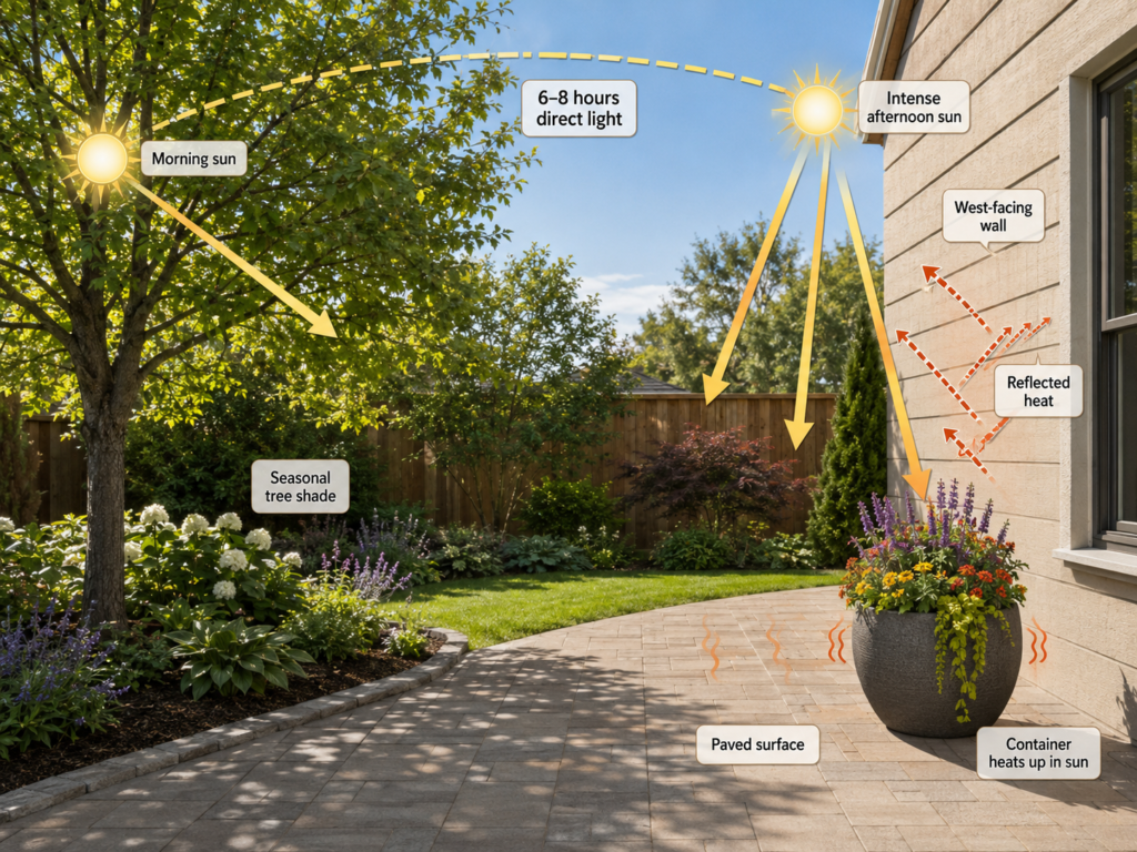 Outdoor plants for full sun site assessment.