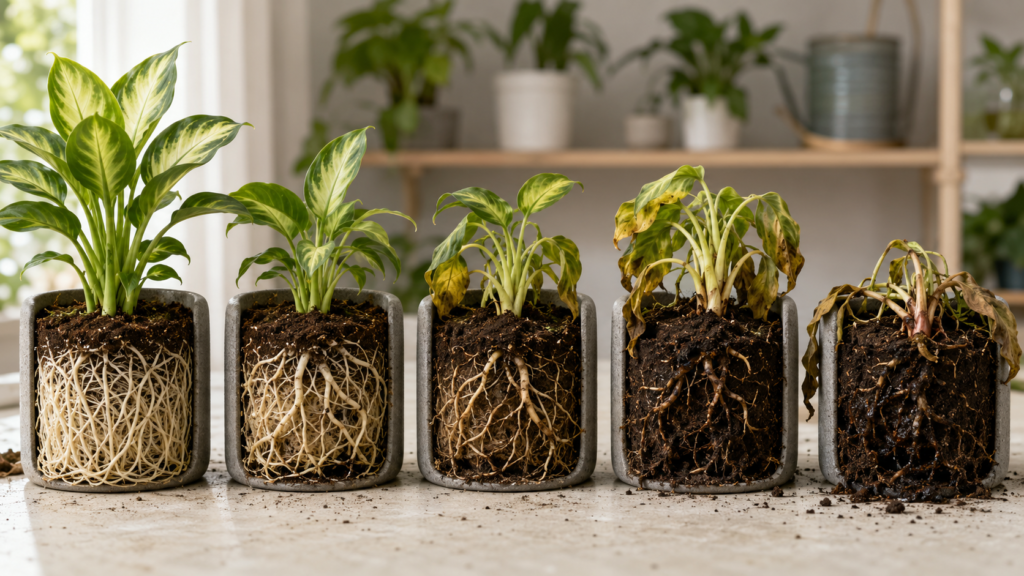 Root rot stages.
