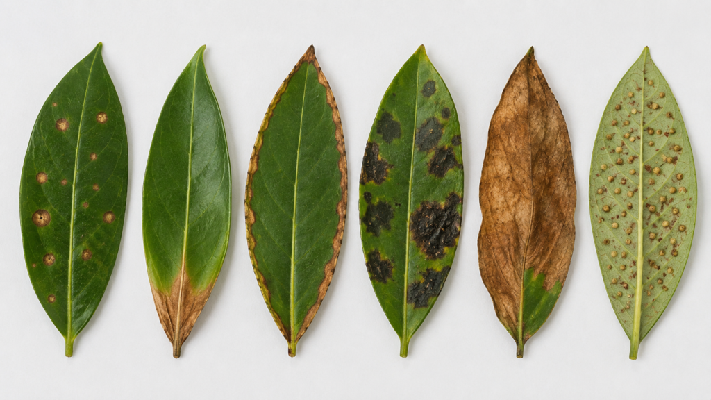 Brown leaf damage types.