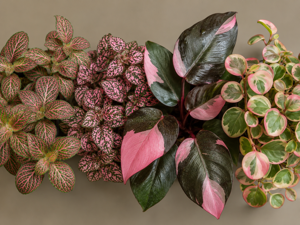 Pink leaf patterns.
