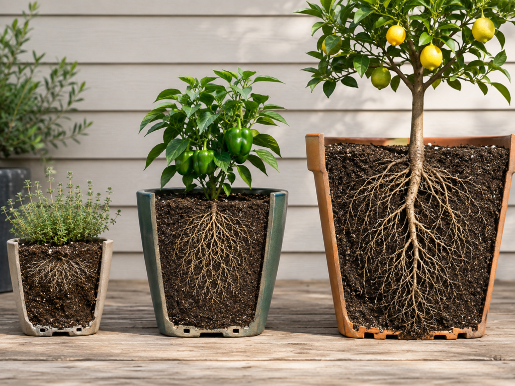 Plant pot sizes.