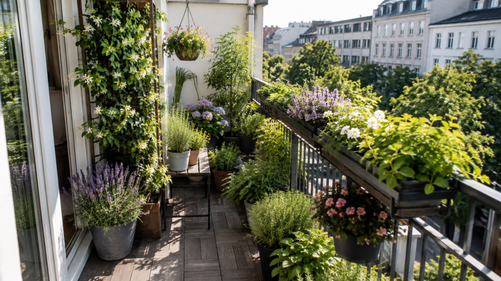 Small balcony garden plants