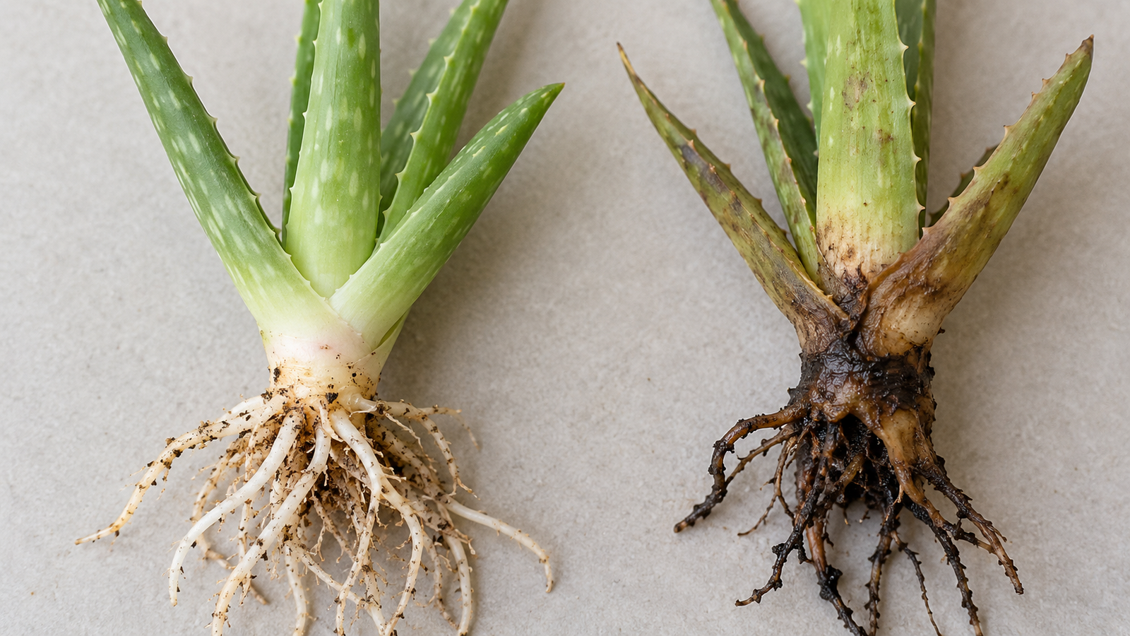Healthy vs rotten aloe