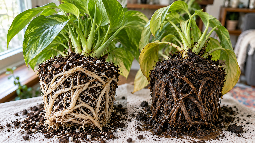 Healthy vs rotten roots