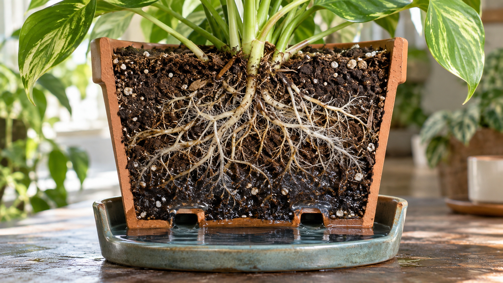 Bottom watering roots