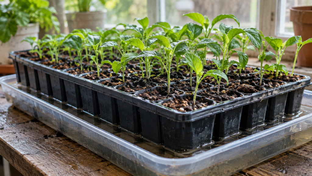 Bottom watering seedlings