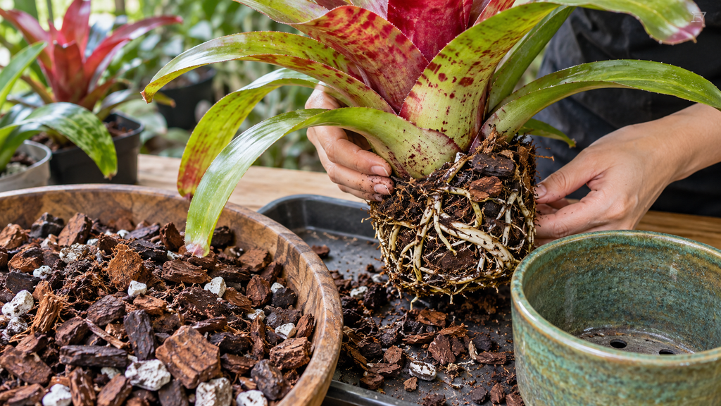 Separating bromeliad pups