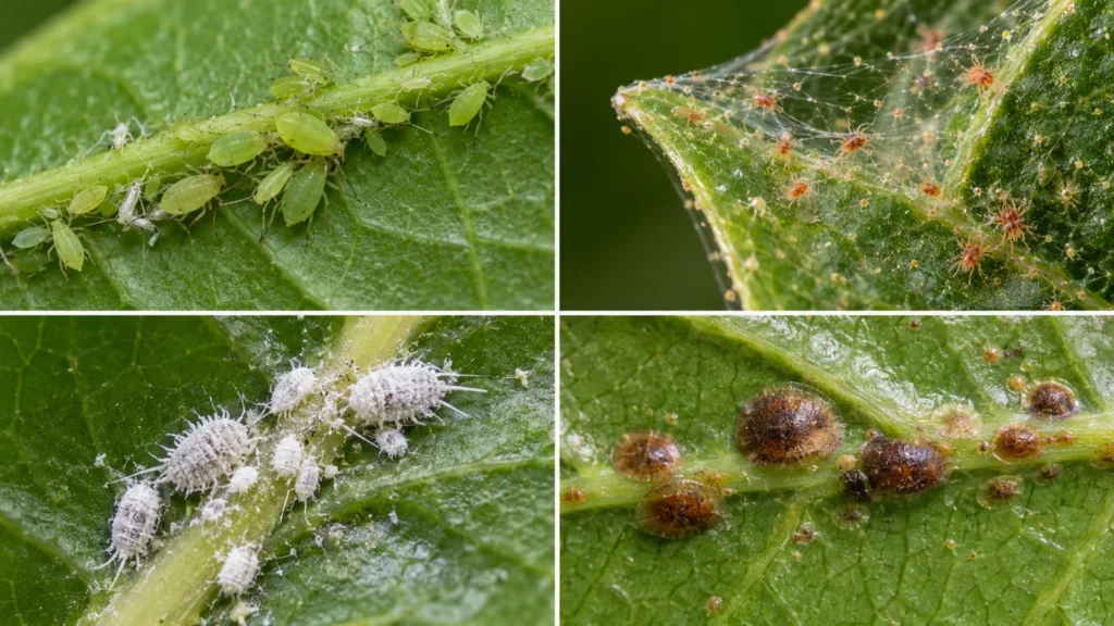 Aphids, spider mites, mealybugs and scale
