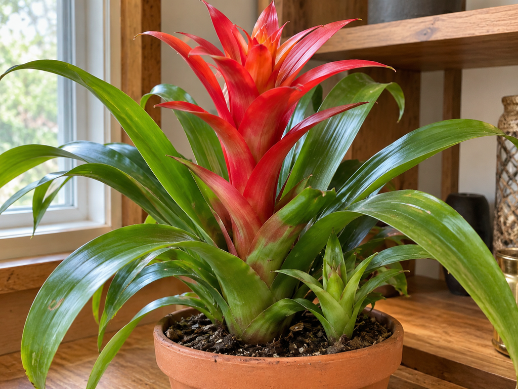 Red Guzmania bromeliad
