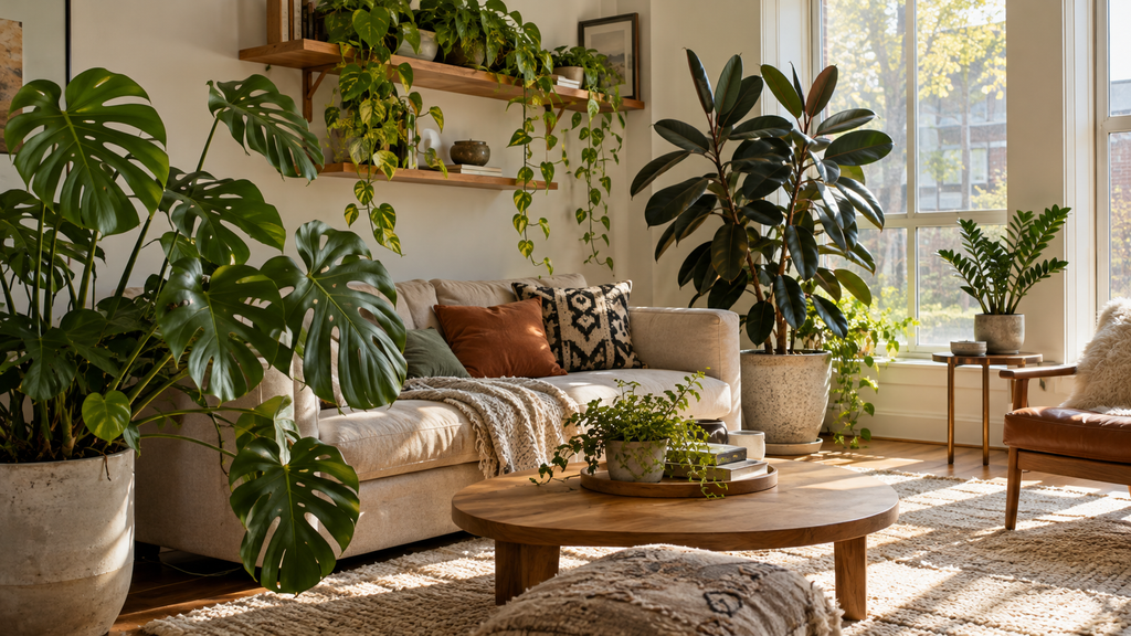 Tropical plants in living room