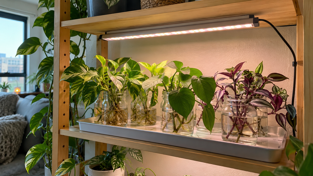 Propagation shelf with grow light