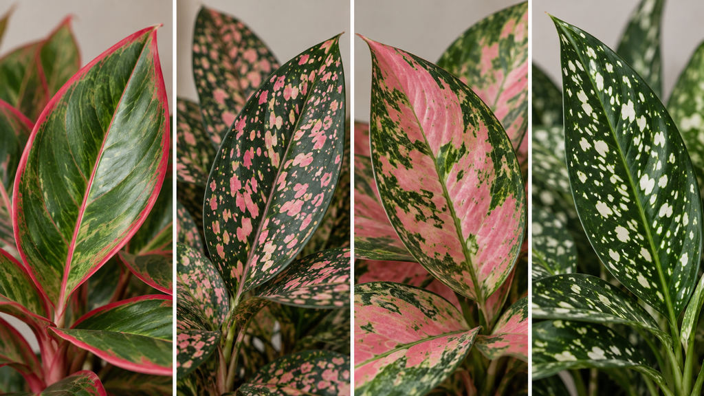 Pink and red Aglaonema leaves