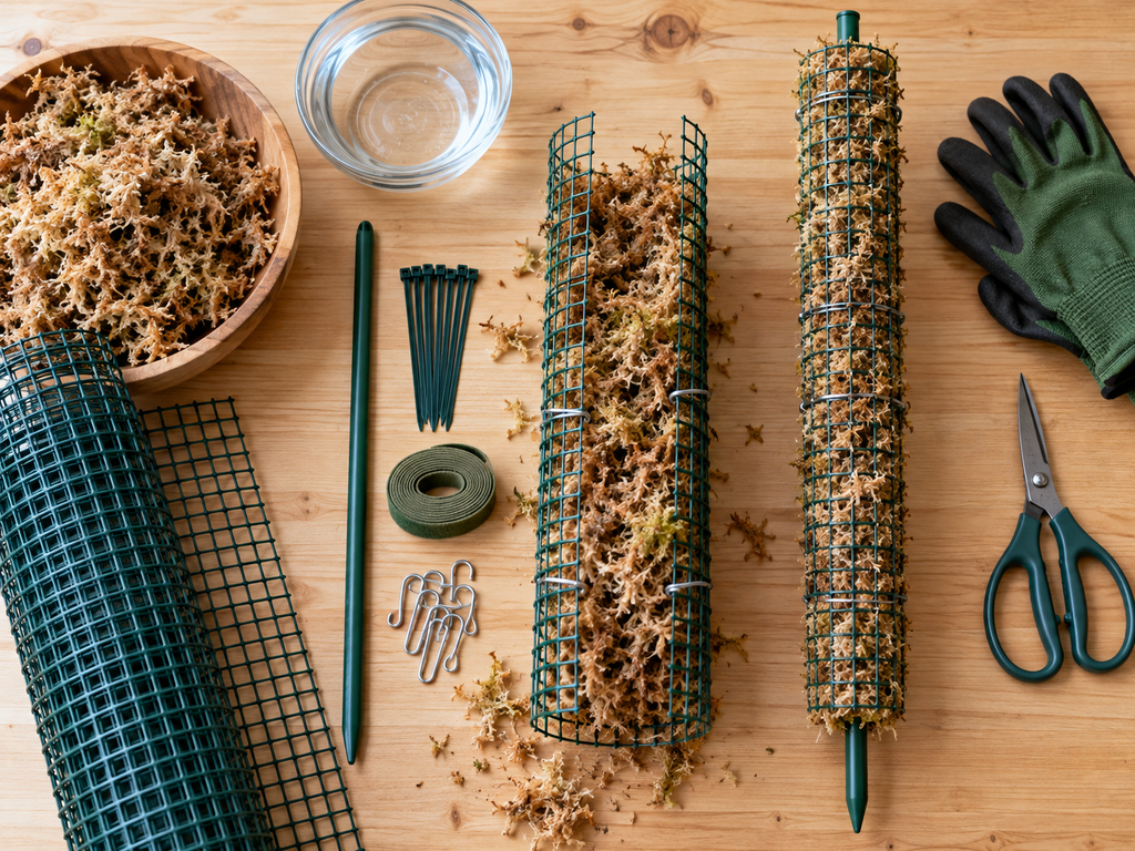 DIY sphagnum moss pole