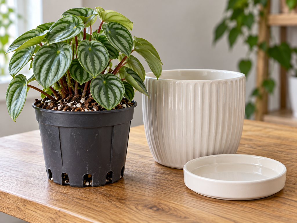 Indoor plant pot drainage