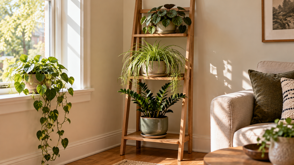 Small plant corner shelf ideas  