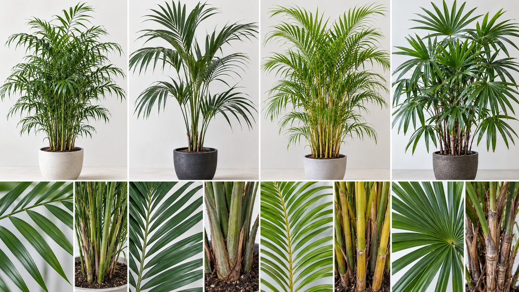 Indoor palm identification with fronds and stems