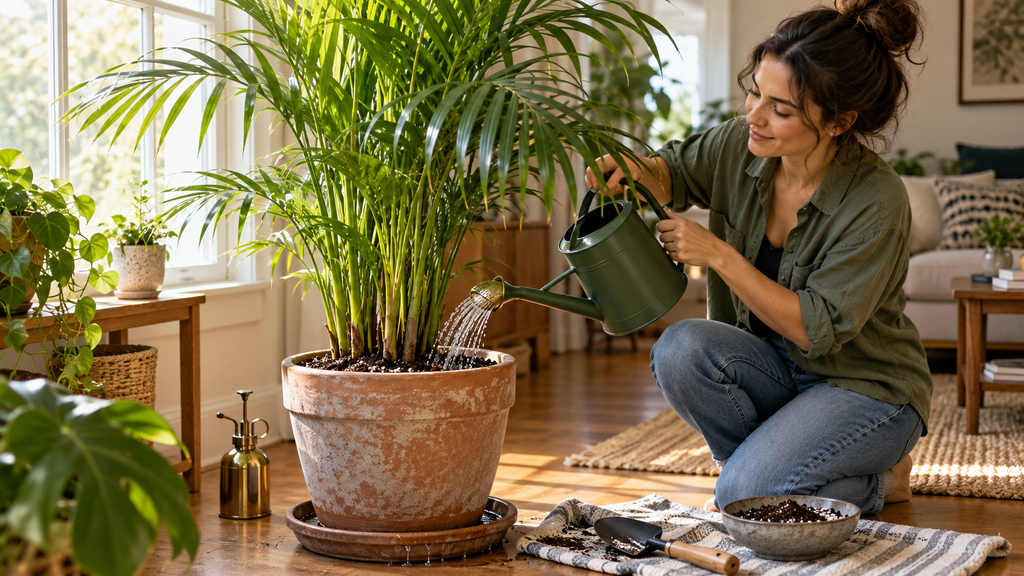Watering and caring for an indoor palm