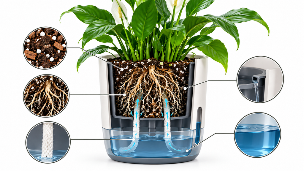 Self-watering pot diagram