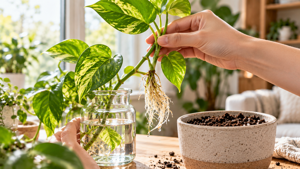Rooted pothos cutting