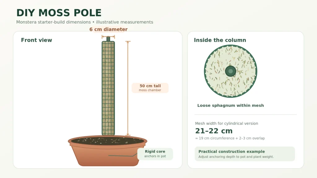 Moss pole dimensions