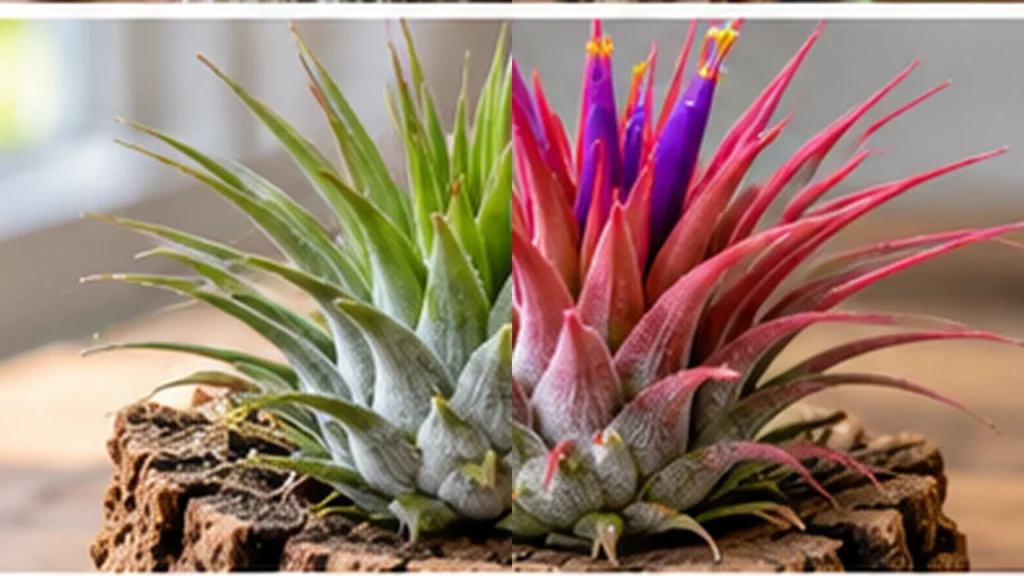 Green and red Tillandsia ionantha
