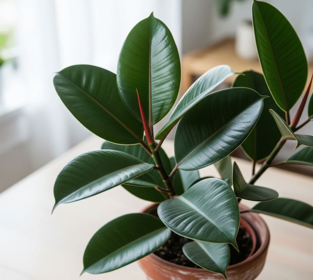 Rubber Plant (Ficus elastica) is the most attractive indoor plants