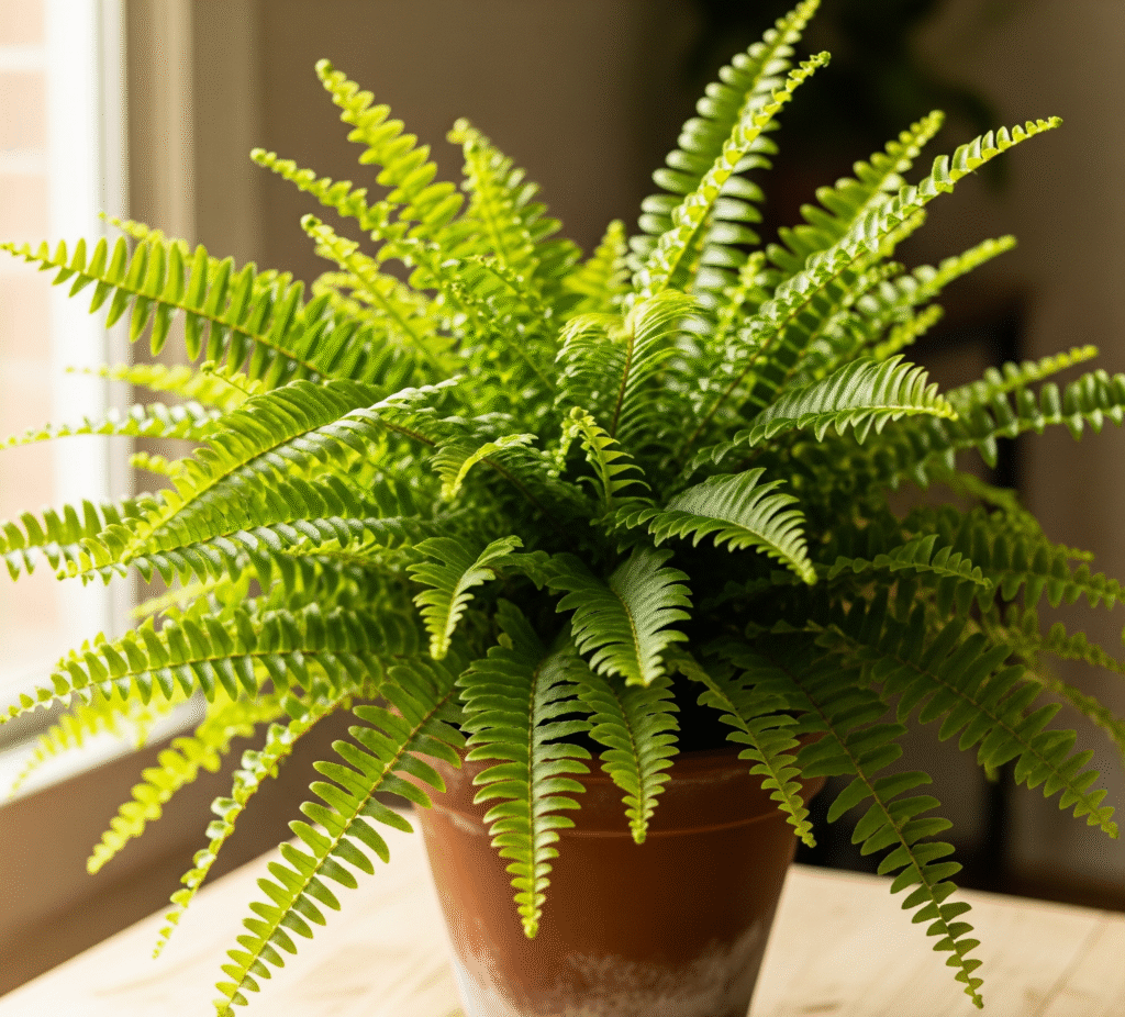 Boston Fern (Nephrolepis exaltata) is the most graceful indoor plants
