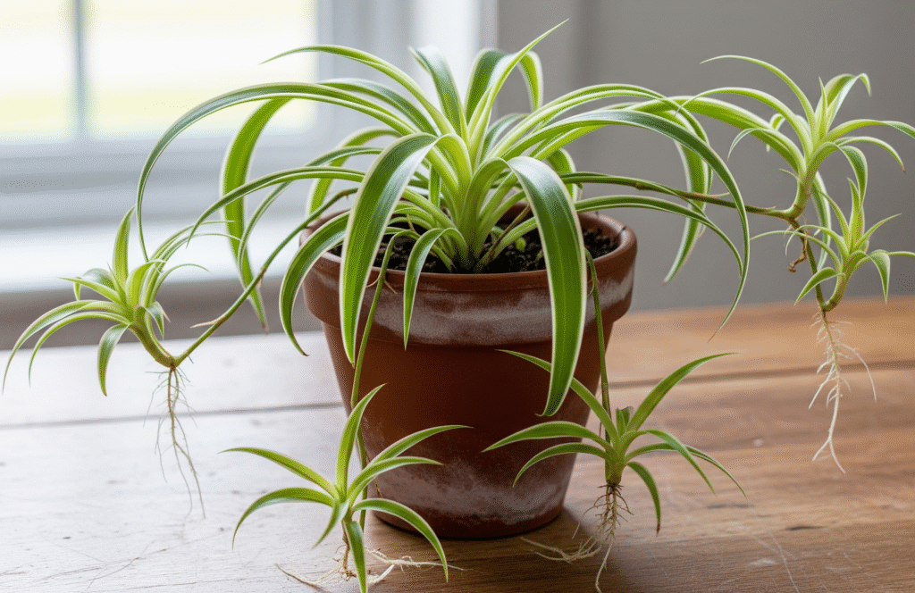 Spider Plant (Chlorophytum comosum) is a fast-growing and resilient choice among indoor plants