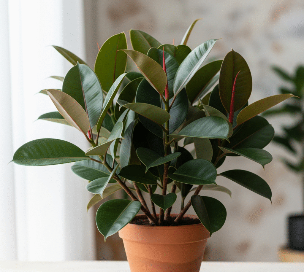 Rubber plant is a stylish choice among indoor plants