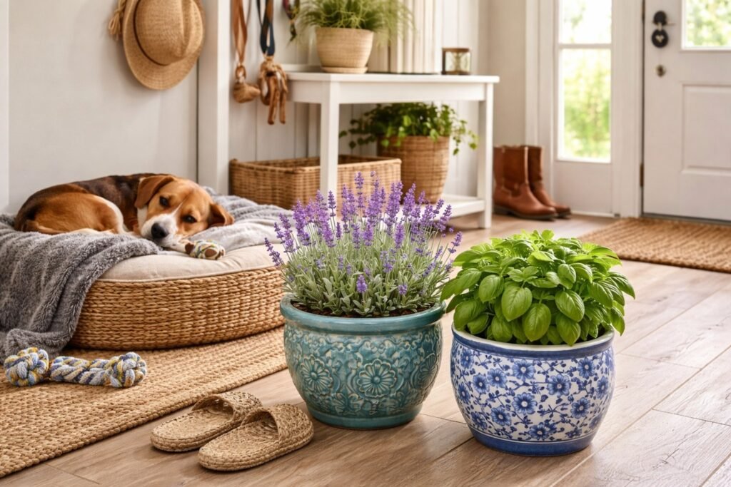 Indoor flea prevention plants near pet area