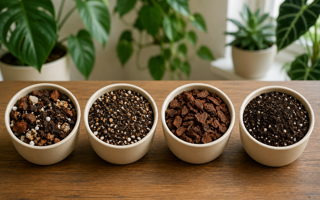 Indoor soil mix comparison for different houseplant types.