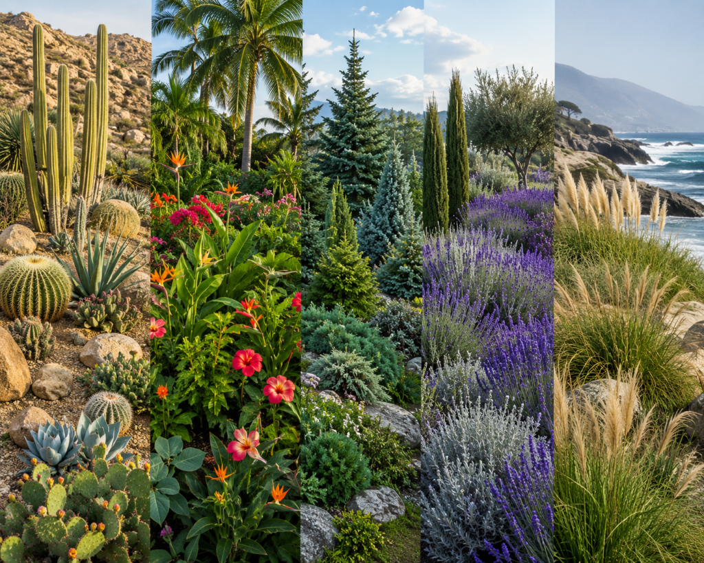 Different outdoor plant climate zones side by side