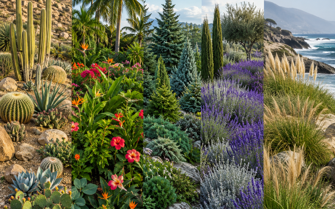 Different outdoor plant climate zones side by side