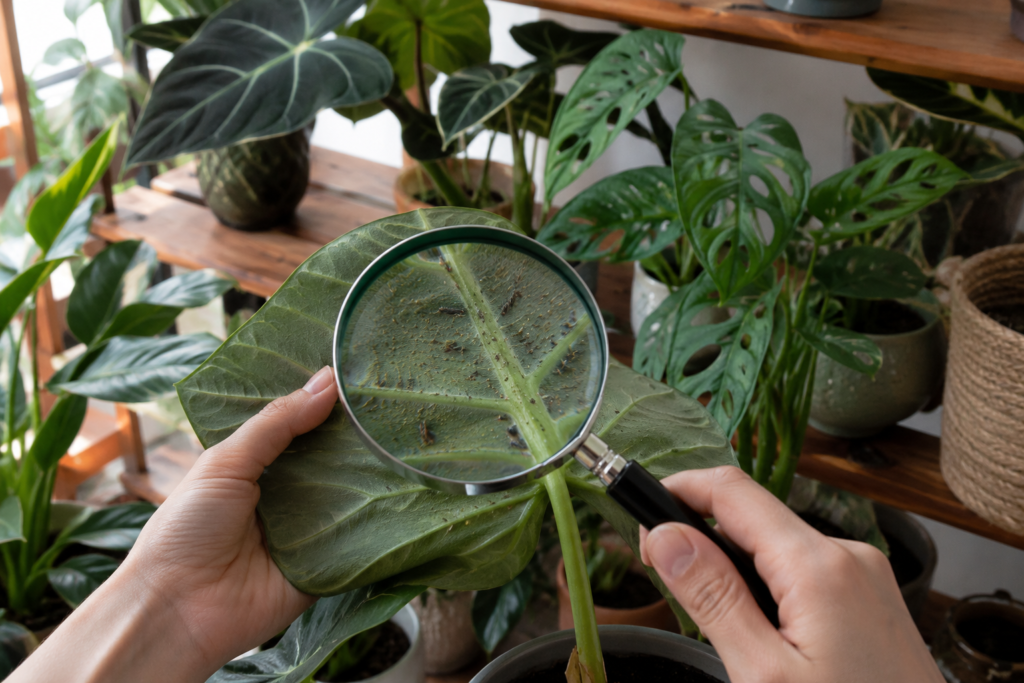 Inspection on tropical plant leaves