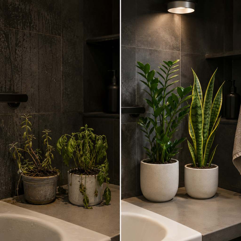 Plants to avoid in bathrooms with no window.