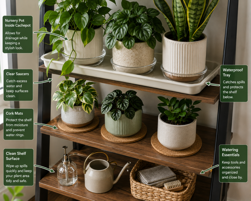 indoor plant shelf care checklist.