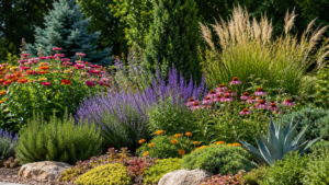 Outdoor plants for full sun in a sunny garden.