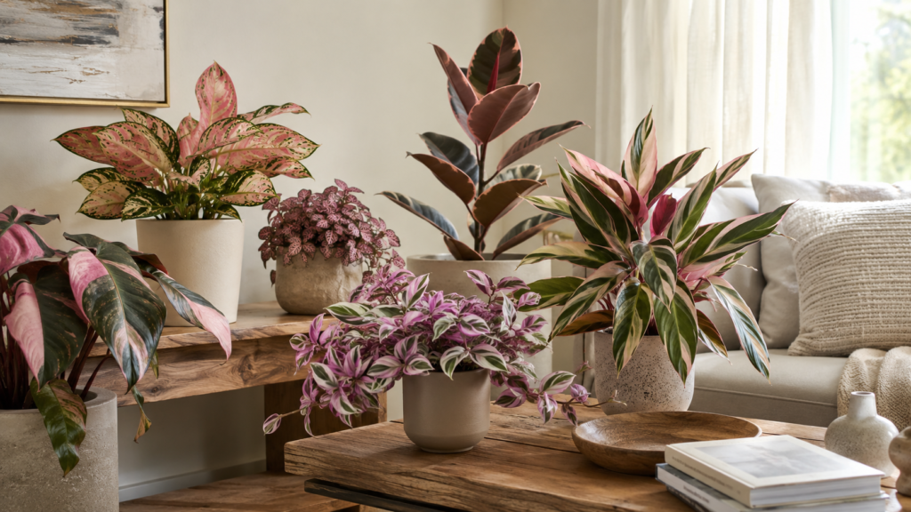 Pink indoor plants.