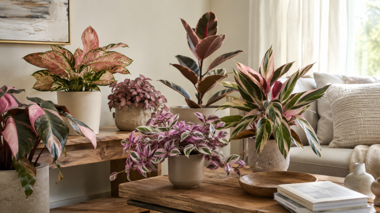 Pink indoor plants.
