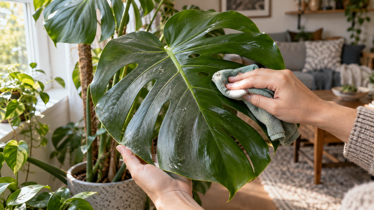 how to clean indoor plant leaves